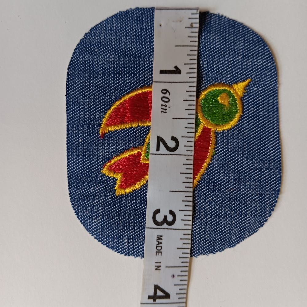 70s Embroidered Bird Vintage Denim Iron On Patch Lot Of 3, 1970s Era Boho Retro - Picture 7 of 9